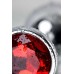 Анальная втулка Metal by TOYFA металл серебристая с кристаллом цвета рубин 9,5 см Ø 4 см 420 г - фото 1