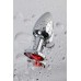 Анальная втулка Metal by TOYFA металл серебристая с кристаллом цвета рубин 7,1 см Ø 2,7 см 150 - фото 1