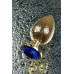 Анальная втулка Metal by TOYFA металл золотистая с кристаллом цвета сапфир 9,5 см Ø 4 см 145 г - фото 1