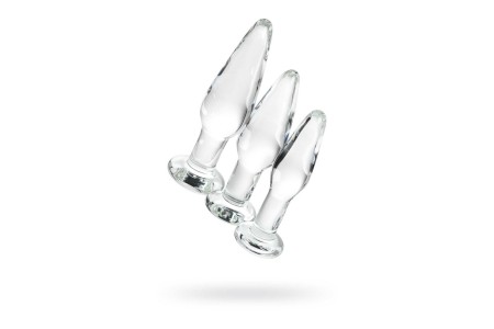 Набор анальных втулок Sexus Glass стекло прозрачный 14/12,5/12 см Ø 4/3,5/3 см