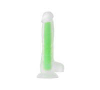 Фаллоимитатор светящийся в темноте Штучки-Дрючки силикон прозрачно-зеленый 20 см