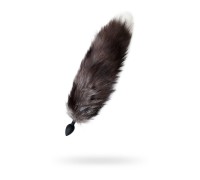 Анальная втулка с хвостом чернобурой лисы POPO Pleasure by TOYFA S силикон черная 45 см Ø 2,7 с