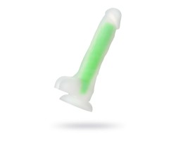 Фаллоимитатор светящийся в темноте Штучки-Дрючки силикон прозрачно-зеленый 18 см