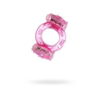 Эрекционное кольцо на пенис с двойной вибрацией TOYFA TPE розовый