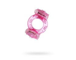 Эрекционное кольцо на пенис с двойной вибрацией TOYFA TPE розовый