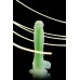 Фаллоимитатор светящийся в темноте Штучки-Дрючки силикон прозрачно-зеленый 18 см - фото 1