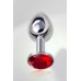 Анальная втулка Metal by TOYFA металл серебристая с рубиновым кристаллом 7,5 см Ø 3 см 145 г - фото 1