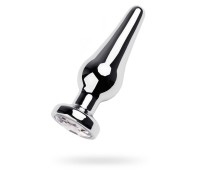 Анальная втулка Metal by TOYFA металл серебристая с кристаллом цвета алмаз 12 см Ø 4 см 195 г