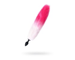 Анальная втулка с бело-розовым хвостом POPO Pleasure by TOYFA S силикон черная 45 см Ø 2,7 см