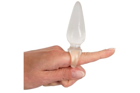 Анальная пробочка с кольцом на пальчик Finger Plug прозрачная
