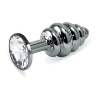 Анальная пробка Silver Small Plug рифленая бриллиант