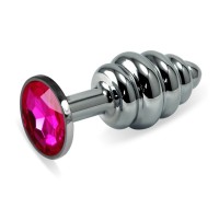 Анальная пробка Silver Small Plug рифленая рубиновая
