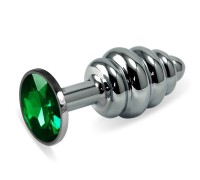 Анальная пробка Silver Small Plug рифленая зеленая