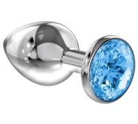 Анальная пробка Diamond Light blue Sparkle Medium Lola