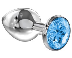 Анальная пробка Diamond Light blue Sparkle Medium Lola