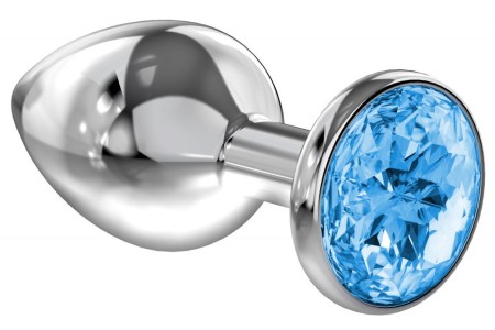 Анальная пробка Diamond Light blue Sparkle Medium Lola