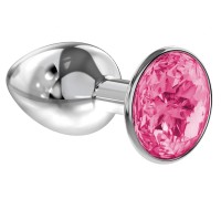 Анальная пробка из алюминия с розовым камушком