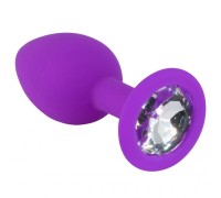 Пурпурная силиконовая пробка с прозрачным стразом M