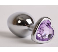 Анальная пробка с фиолетовым камушком-сердечком в матрешке
