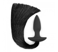 Черная анальная пробка Anal Plug with Pony Tail с черным хвостом