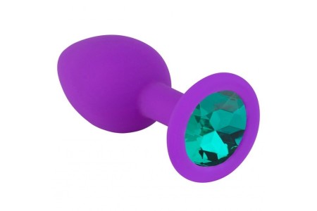 Пурпурная силиконовая пробка с зеленым стразом L