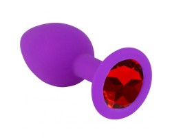 Пурпурная силиконовая пробка с красным стразом L
