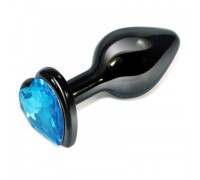 Втулка из стали с голубым кристаллом в виде сердца Dark Bright Blue