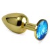 Анальное украшение Golden Plug Small с голубым стразом - фото