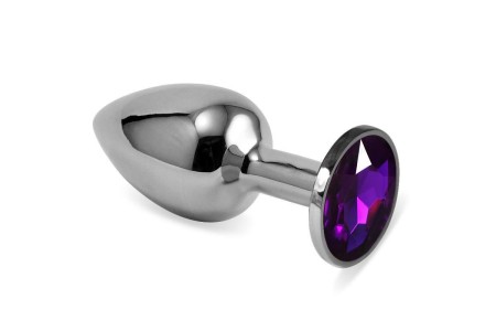 Мини-плаг из стали с кристаллом фиолетового цвета