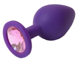 Пурпурная силиконовая пробка с нежно-розовым стразом S