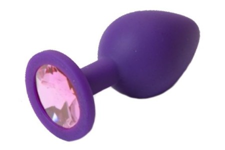 Пурпурная силиконовая пробка с нежно-розовым стразом S