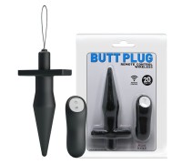 Черная анальная пробка с дистанционным пультом управления Butt Plag