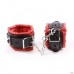 Красные бондажные наручники и поножи с карабинами - фото 2