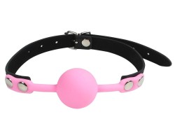 Силиконовый розовый кляп-шарик на ремне