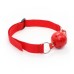 Красный кляп-шар с нейлоновым ремешком - фото 4