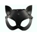 Кожаная чёрная маска со сменными ушками Hand Made - фото