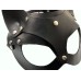 Кожаная чёрная маска со сменными ушками Hand Made - фото 2