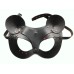 Кожаная чёрная маска со стразами и ушками Hand Made - фото 1
