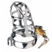Мужской пояс верности серебристый диаметр запорного кольца 4,5 см - фото 3