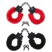 Пластиковые красные наручники с мехом - фото