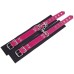 Мягкие черно-розовые наручники на цепочке с карабином - фото 2