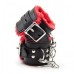 Черные наручники с красной меховой подкладкой - фото 3
