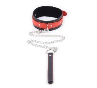 Ошейник с поводком на цепочке red-black