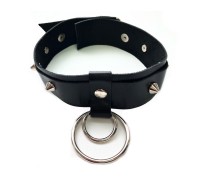 Черный кожаный ошейник с заклепками ручной работы  Черный кожаный ошейник с заклепками ручной работы