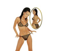 Чёрный бюстгальтер и трусики из сетки M/L