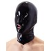 Черная латексная маска для головы с отверстием для рта - фото