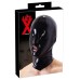 Черная латексная маска для головы с отверстием для рта - фото 3