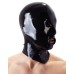Черная латексная маска для головы с отверстием для рта - фото 1