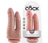 Двойной фаллоимитатор с присоской King Cock Double Penetrator Flesh