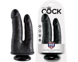 Двойной фаллоимитатор с присоской King Cock Double Penetrator Black
